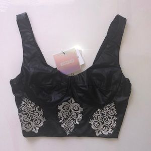 Embellished Black Crop Top